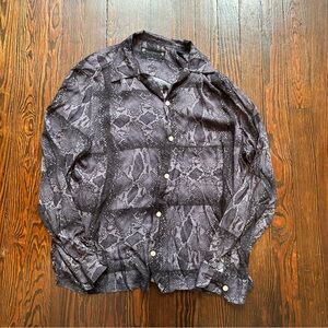 All Saints Gray and Black Lightweight Snake Shirt Black Mamba